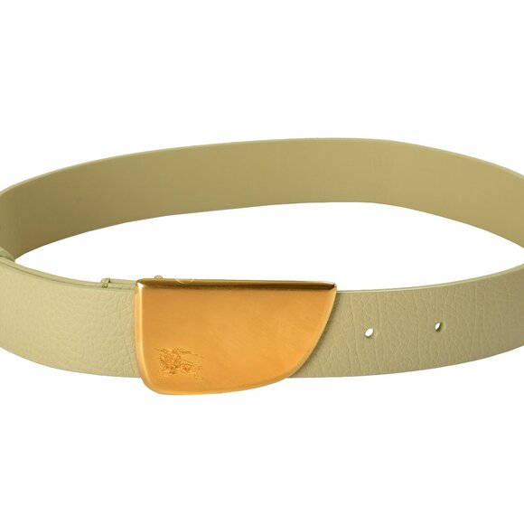 Burberry "Shield Split EKD" Hunter Gray Leather Buckle Decorated Belt Sz S - Picture 2 of 4